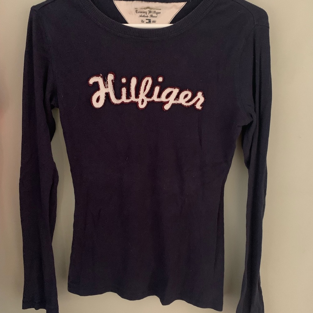 Tommy Hilfiger long sleeve shirt navy blue, small